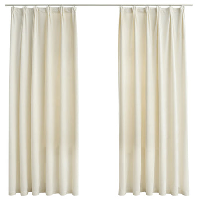 Vidaxl gordijnen verduisterend 2 st met haken 140x175 cm fluweel crème