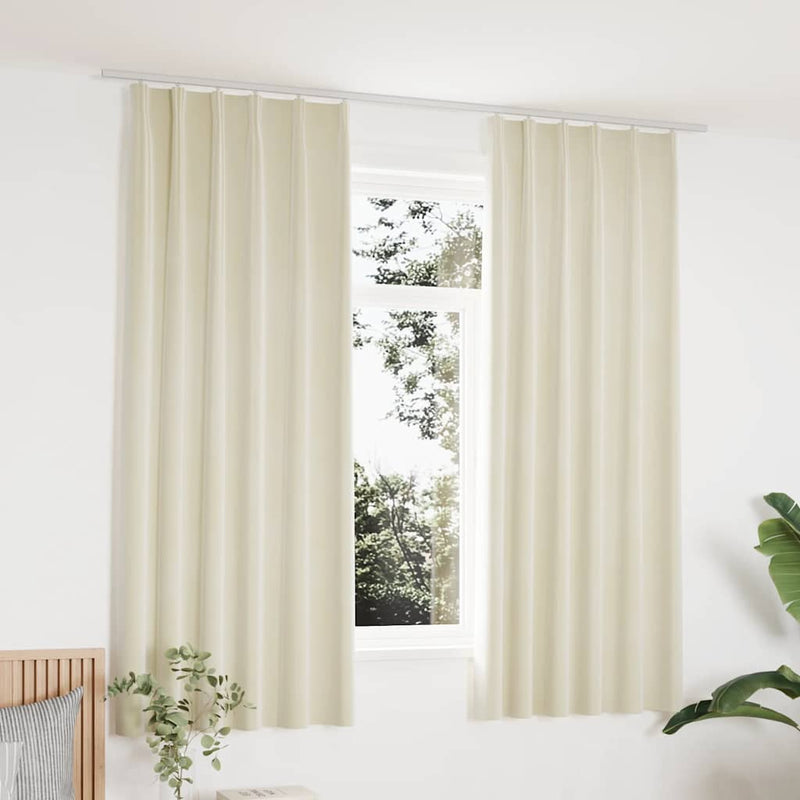 Vidaxl gordijnen verduisterend 2 st met haken 140x175 cm fluweel crème