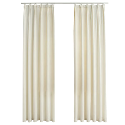Vidaxl gordijnen verduisterend 2 st met haken 140x225 cm fluweel crème