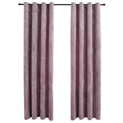 Vidaxl gordijnen verduisterend met ringen 2 st 140x245 cm fluweel roze - afbeelding 2