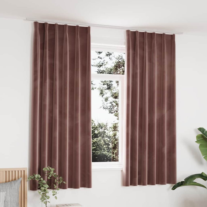 Vidaxl gordijnen verduisterend 2 st met haken 140x175 cm fluweel roze