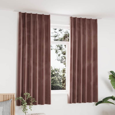 Vidaxl gordijnen verduisterend 2 st met haken 140x175 cm fluweel roze