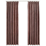 Vidaxl gordijnen verduisterend 2 st met haken 140x225 cm fluweel roze - afbeelding 2