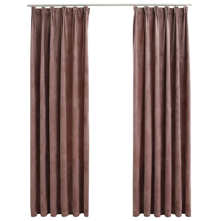 Vidaxl gordijnen verduisterend 2 st met haken 140x225 cm fluweel roze