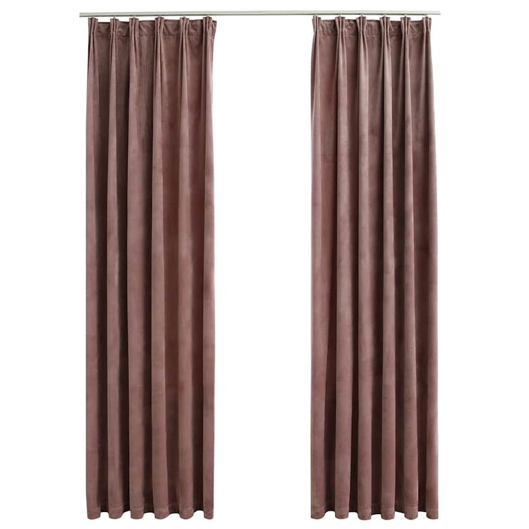 Vidaxl gordijnen verduisterend 2 st met haken 140x245 cm fluweel roze