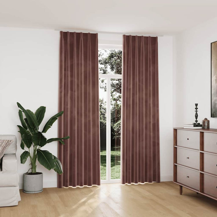 Vidaxl gordijnen verduisterend 2 st met haken 140x245 cm fluweel roze