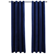 Vidaxl gordijn verduisterend met ringen 2 st 140x245 cm fluweel blauw - afbeelding 2