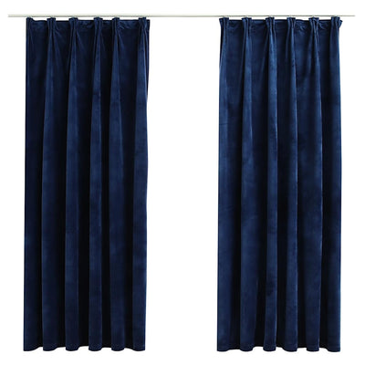 Vidaxl gordijnen verduisterend 2 st met haken 140x175 cm fluweel blauw