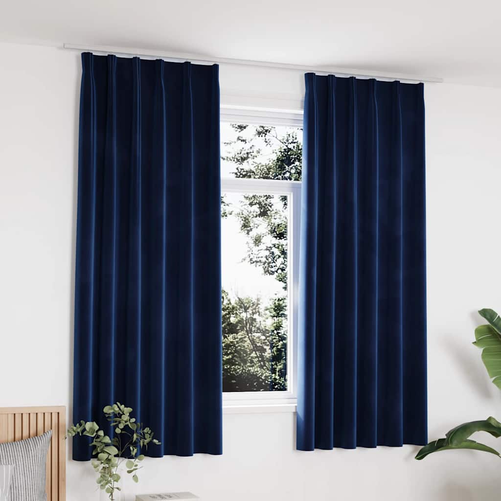 Vidaxl gordijnen verduisterend 2 st met haken 140x175 cm fluweel blauw