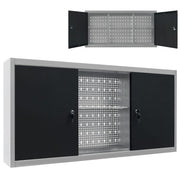Vidaxl gereedschapskast voor aan de wand metaal grijs en zwart - afbeelding 1