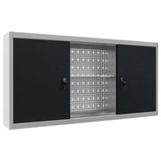 Vidaxl gereedschapskast voor aan de wand metaal grijs en zwart - afbeelding 2