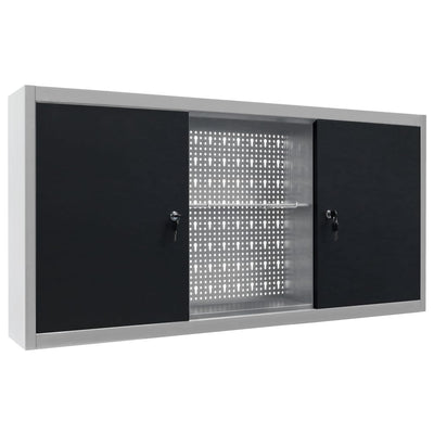Vidaxl gereedschapskast voor aan de wand metaal grijs en zwart