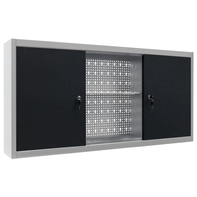 Vidaxl gereedschapskast voor aan de wand metaal grijs en zwart