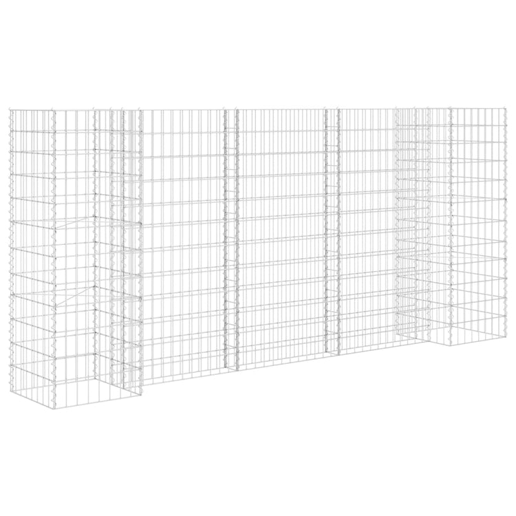 Vidaxl gabion plantenbak h-vormig 260x40x120 cm staaldraad