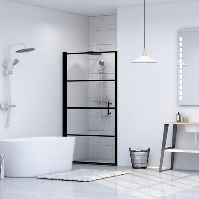 Vidaxl douchedeur 81x195 cm gehard glas zwart