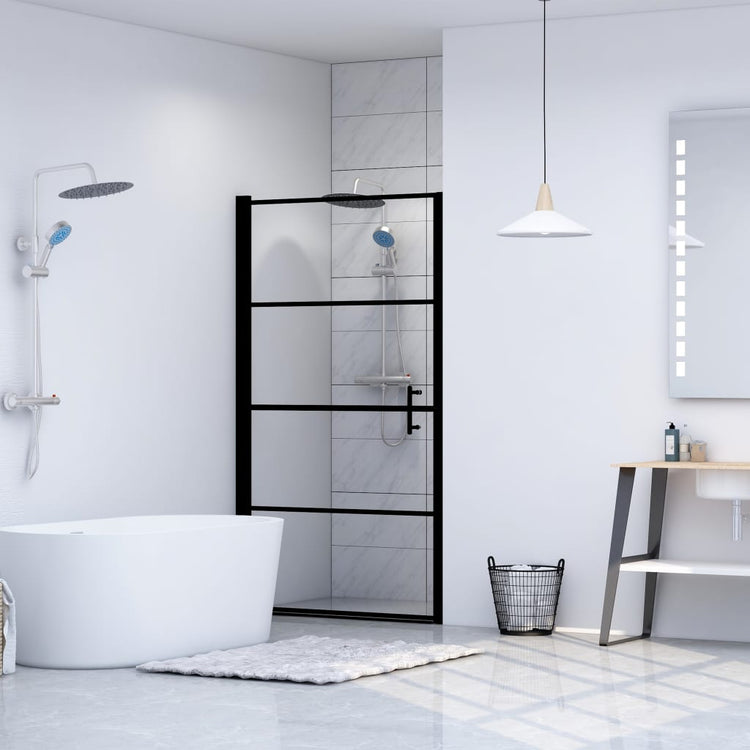 Vidaxl douchedeur 81x195 cm gehard glas zwart