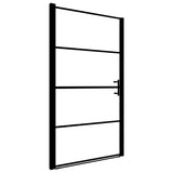 Vidaxl douchedeur 91x195 cm gehard glas zwart - afbeelding 2