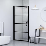 Vidaxl douchedeur 91x195 cm gehard glas zwart - afbeelding 3