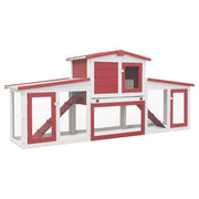 Vidaxl konijnenhok voor buiten groot 201x45x85 cm hout rood en wit - afbeelding 2