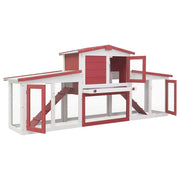 Vidaxl konijnenhok voor buiten groot 201x45x85 cm hout rood en wit - afbeelding 3