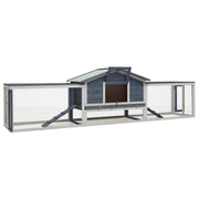Vidaxl konijnenhok 310x70x87 cm massief grenen- en vurenhout grijs - afbeelding 2