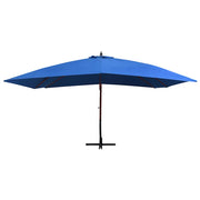 Vidaxl zweefparasol met houten paal 400x300 cm blauw - afbeelding 2