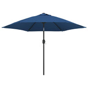 Vidaxl parasol met led-verlichting en stalen paal 300 cm azuurblauw - afbeelding 2