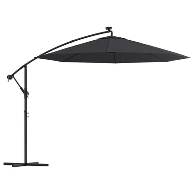 Vidaxl zweefparasol met led en stalen paal 300 cm zwart