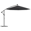 Vidaxl zweefparasol met led en stalen paal 300 cm zwart