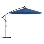 Vidaxl zweefparasol met led en stalen paal 300 cm azuurblauw - afbeelding 2