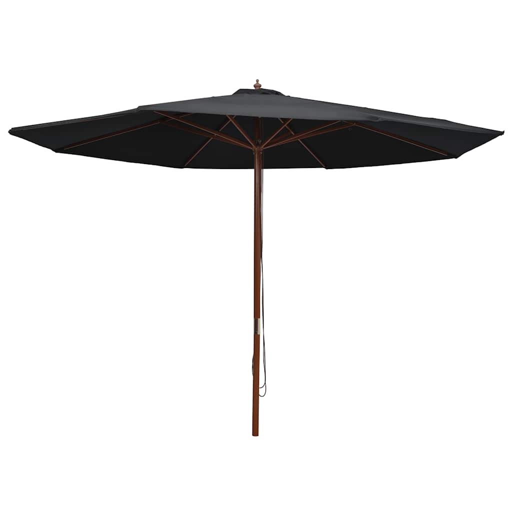 Vidaxl parasol met houten paal 350 cm zwart