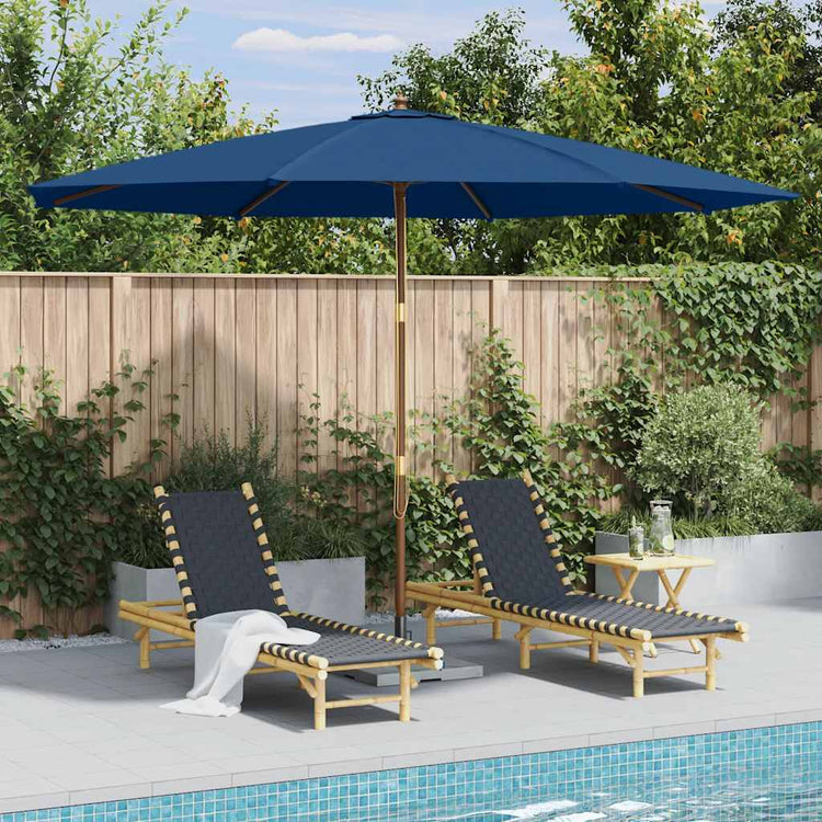 Vidaxl parasol met houten paal 350 cm blauw