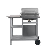 Vidaxl gasbarbecue met 3-laags zijtafel zwart en zilverkleurig - afbeelding 3
