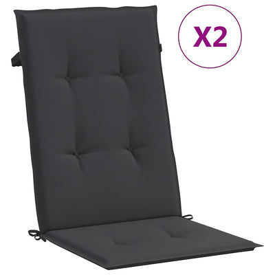 Vidaxl tuinstoelkussens 2 st hoge rug 120x50x3 cm stof zwart