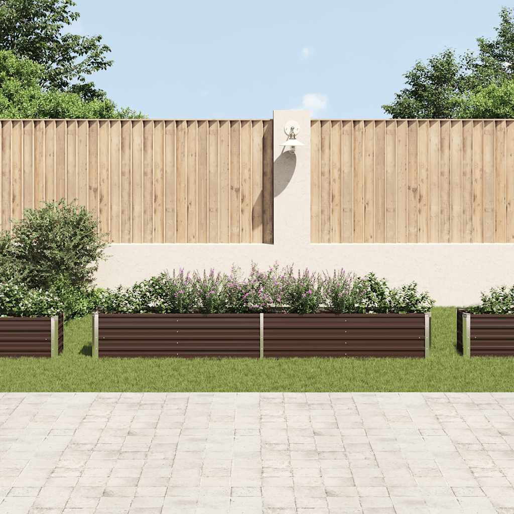 Vidaxl plantenbak verhoogd 320x40x45 cm gegalvaniseerd staal bruin