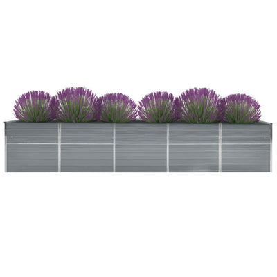 Vidaxl plantenbak verhoogd 400x80x77 cm gegalvaniseerd staal grijs