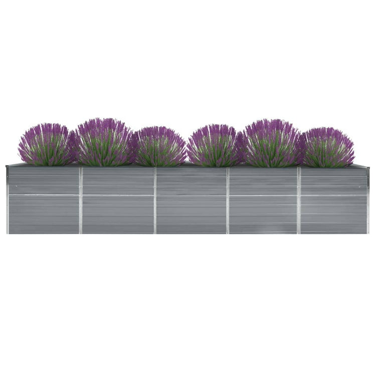 Vidaxl plantenbak verhoogd 400x80x77 cm gegalvaniseerd staal grijs