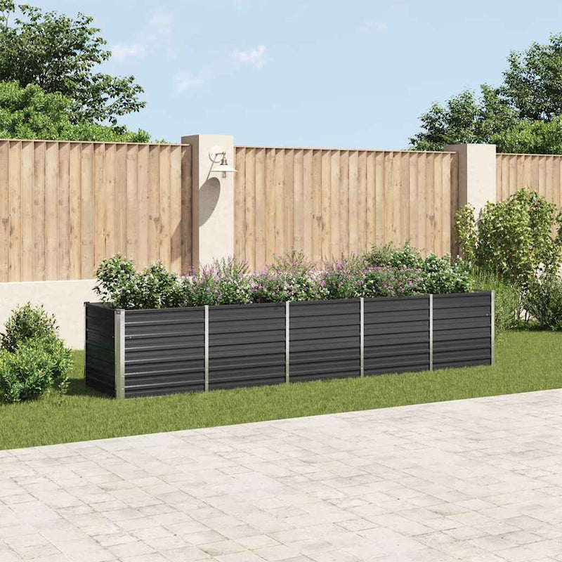 Vidaxl plantenbak verhoogd 400x80x77 cm gegalvaniseerd staal antraciet