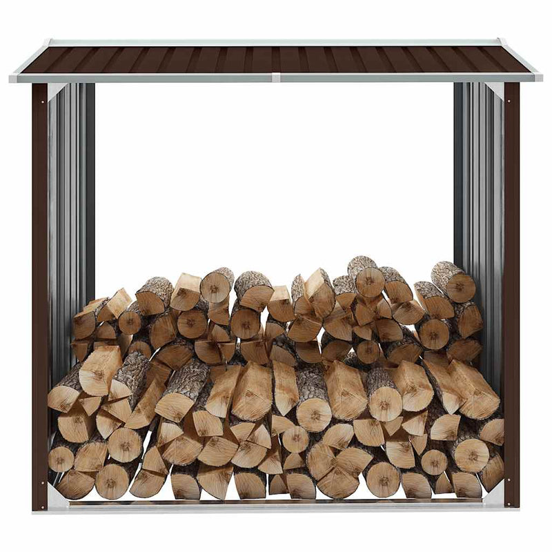 Vidaxl haardhoutschuur 172x91x154 cm gegalvaniseerd staal bruin