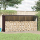 Vidaxl haardhoutschuur 330x84x152 cm gegalvaniseerd staal bruin