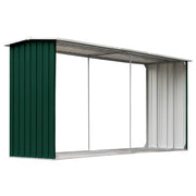 Vidaxl haardhoutschuur 330x92x153 cm gegalvaniseerd staal groen - afbeelding 2