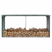 Vidaxl haardhoutschuur 330x92x153 cm gegalvaniseerd staal groen - afbeelding 1