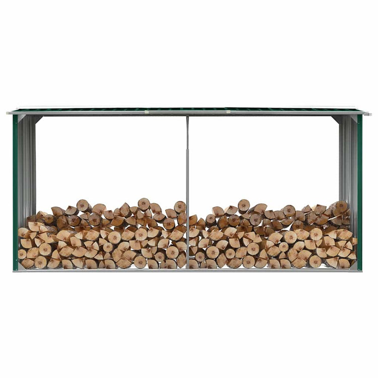 Vidaxl haardhoutschuur 330x92x153 cm gegalvaniseerd staal groen