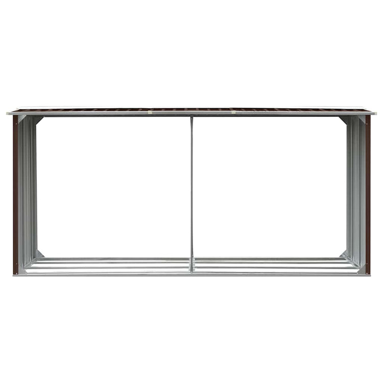 Vidaxl haardhoutschuur 330x92x153 cm gegalvaniseerd staal bruin