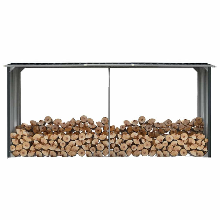 Vidaxl haardhoutschuur 330x92x153 cm gegalvaniseerd staal antraciet