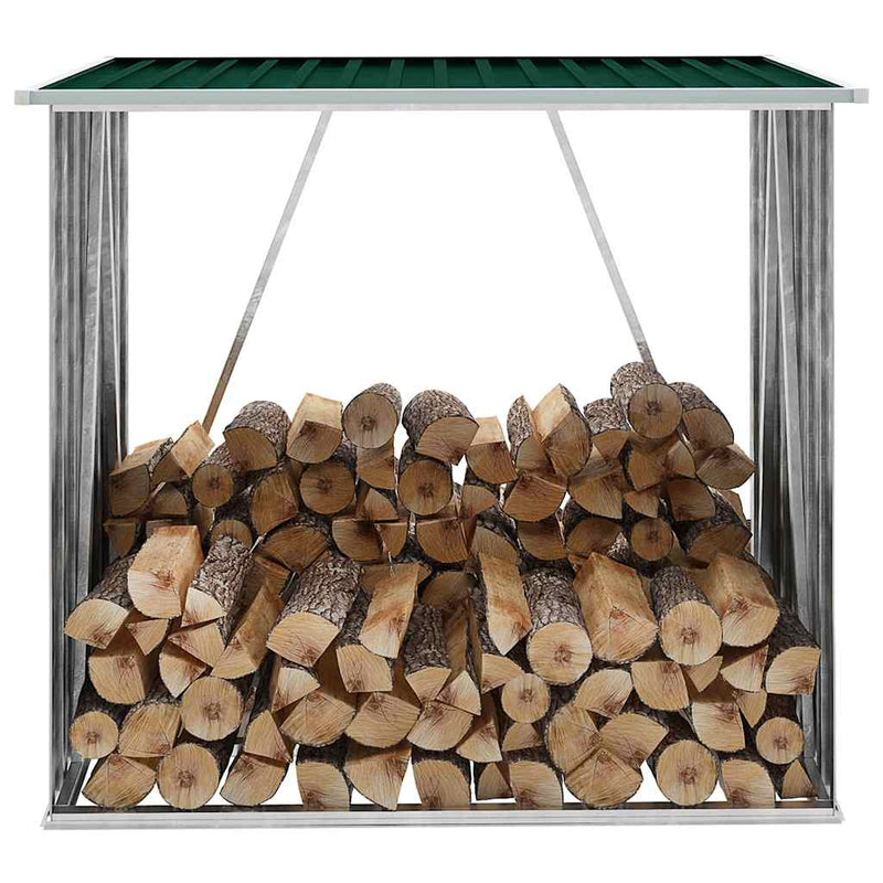 Vidaxl haardhoutschuur 163x83x154 cm gegalvaniseerd staal groen