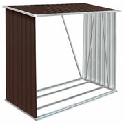 Vidaxl haardhoutschuur 163x83x154 cm gegalvaniseerd staal bruin - afbeelding 2