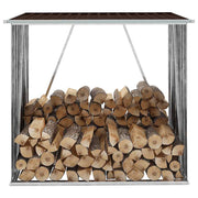 Vidaxl haardhoutschuur 163x83x154 cm gegalvaniseerd staal bruin - afbeelding 1