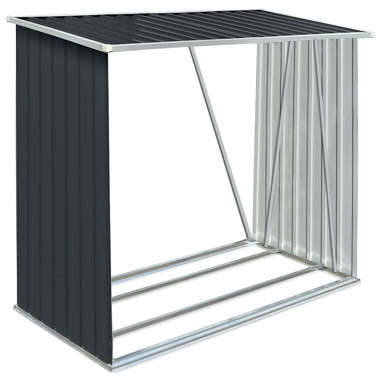 Vidaxl haardhoutschuur 163x83x154 cm gegalvaniseerd staal antraciet