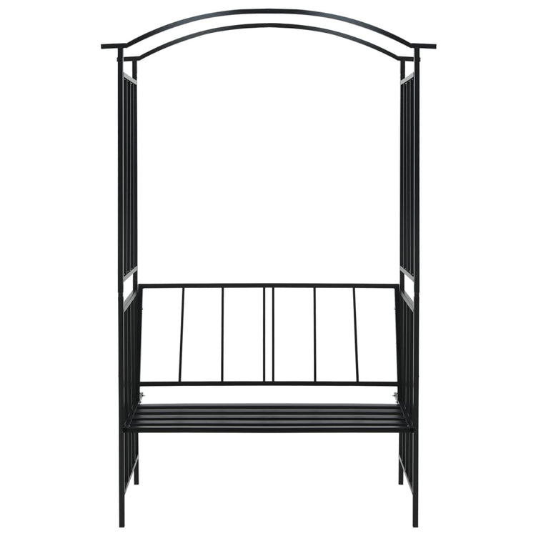 Vidaxl tuinboog met bank 128x50x207 cm ijzer zwart
